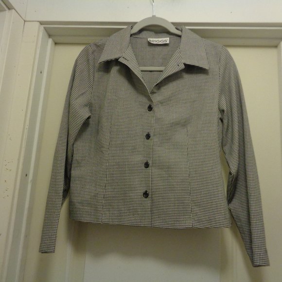 RETRO BRIGG SM HOUNDSTOOTH JACKET BLOUSE M - Picture 1 of 5